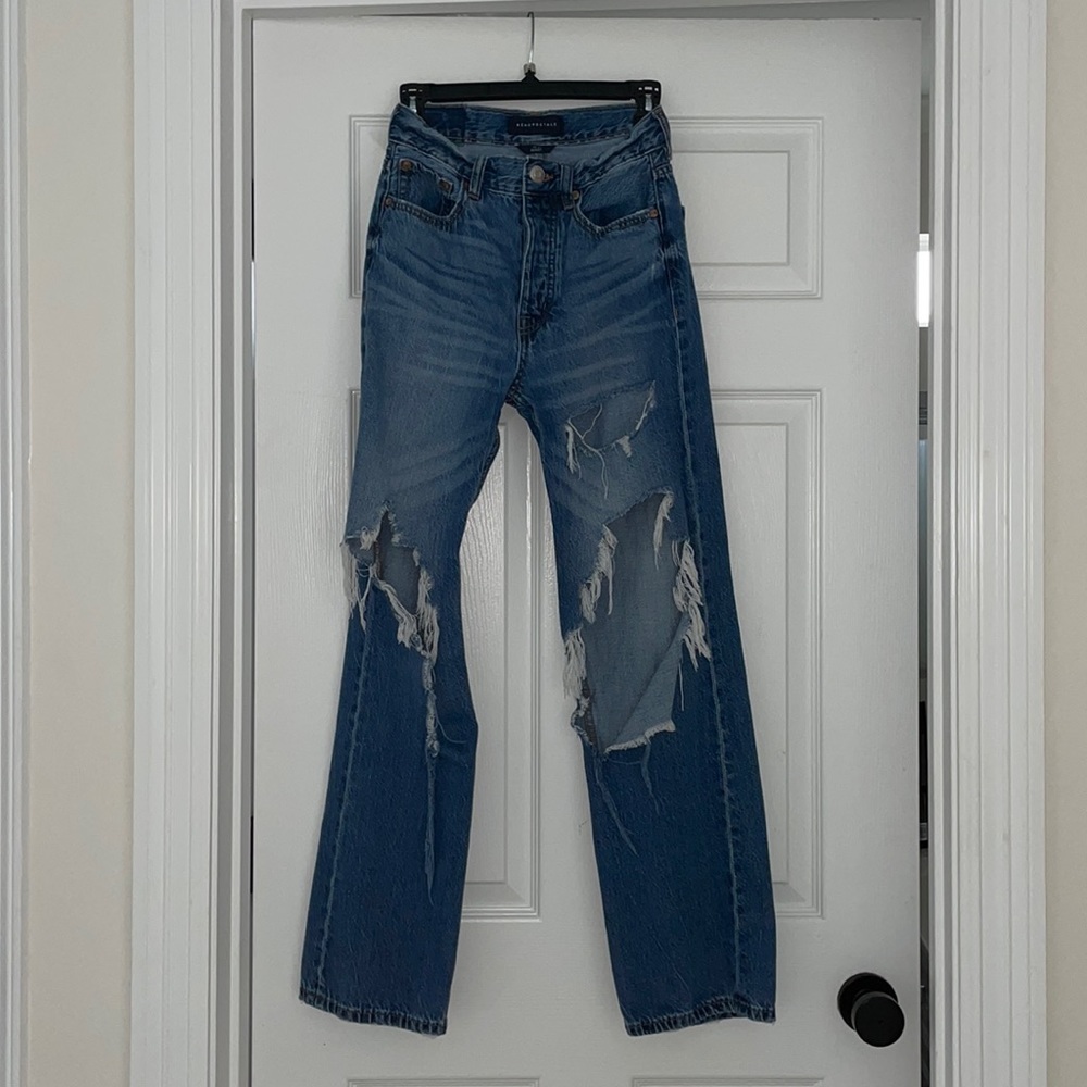 Aeropostale High Waisted 90s Baggy Medium Denim Ripped Jeans | Size 00 Reg